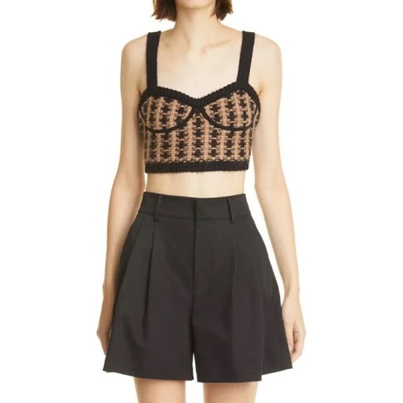 NWT Red Valentino Black Beige Woven Knit Bustier Size S - Picture 1 of 9